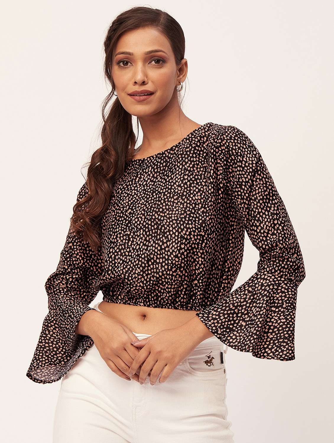 black printed blouson top - 20387240 - Standard Image - 2
