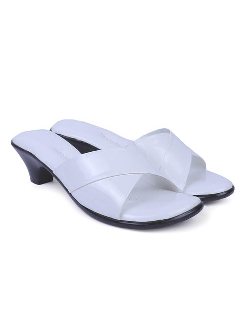 white leather slip on sandals - 20387802 -  Standard Image - 0