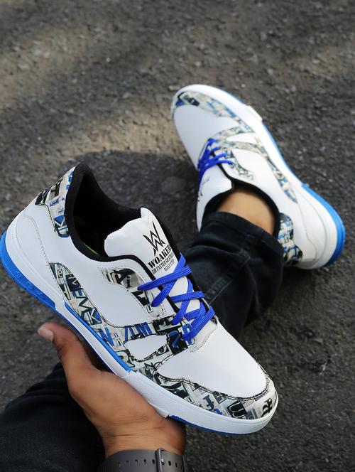 men graphic printed white lace up sneaker - 20387884 -  Standard Image - 0
