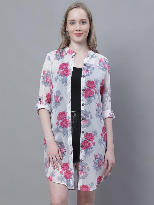 white floral regular shirt - 20388053 - Standard Image - 0
