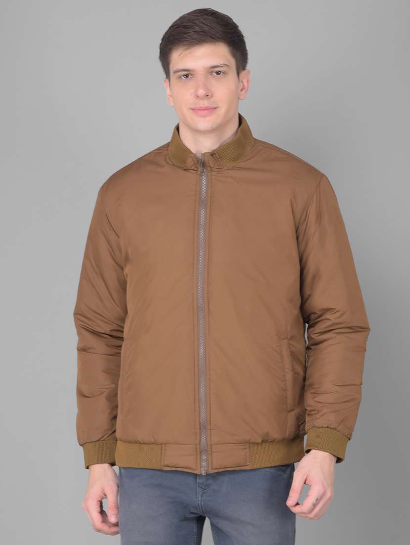 brown polyester casual jacket