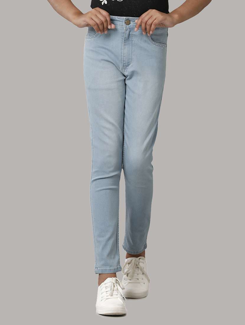girls solid slim fit jeans