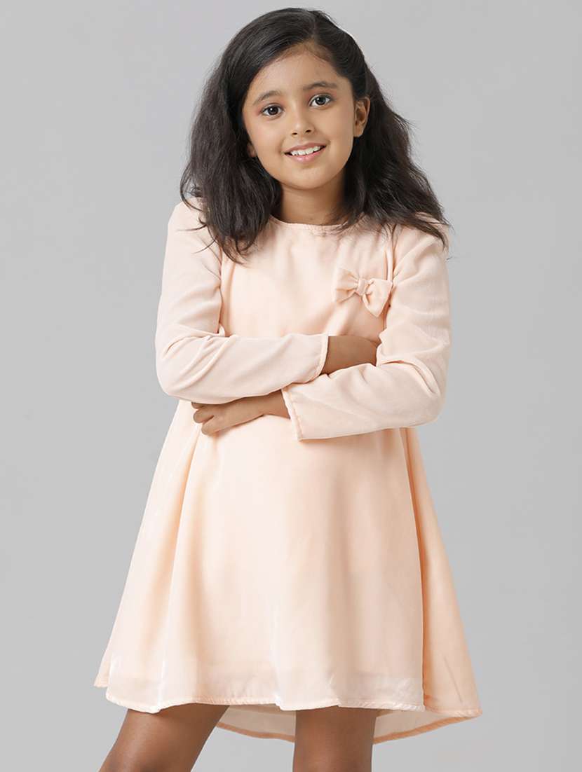 girls round neck long sleeves frock