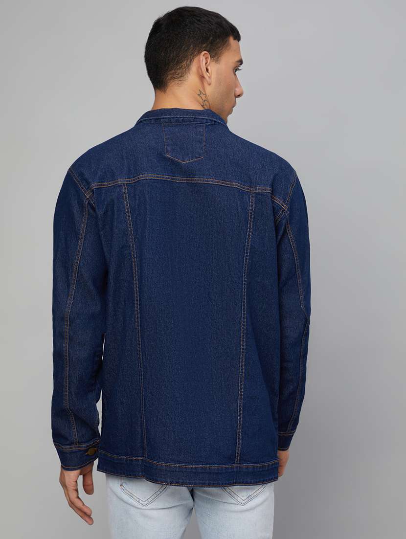 dark blue solid denim jacket - 20388758 -  Standard Image - 2