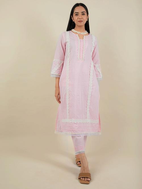 women pink solid kurta pant set - 20388854 - Standard Image - 0