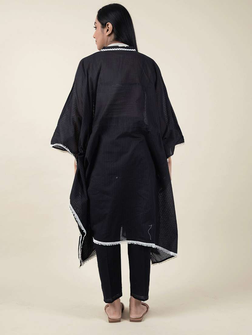 women black v-neck kaftan set - 20388856 -  Standard Image - 2