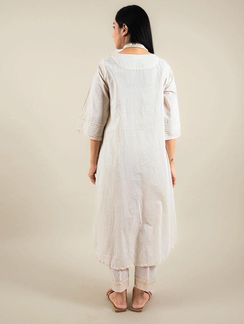 women off-white v-neck kurta pant set - 20388864 - Standard Image - 2