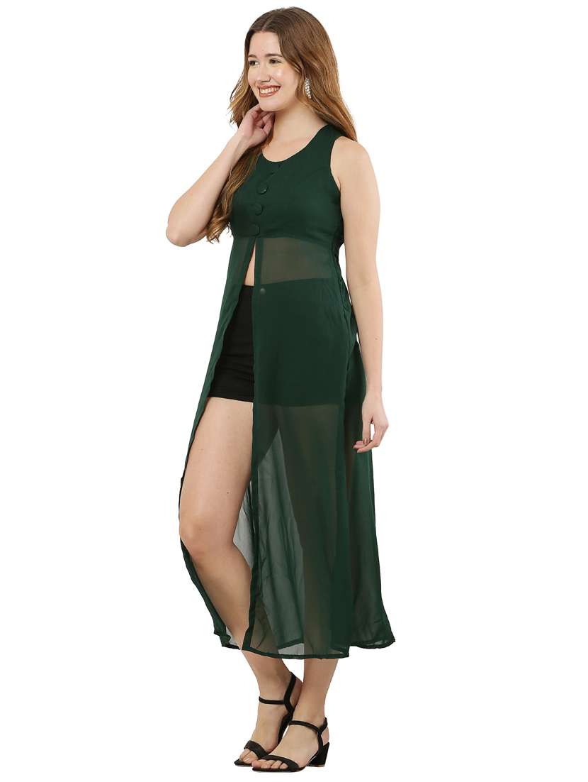 green solid maxi tunic - 20388967 - Standard Image - 2