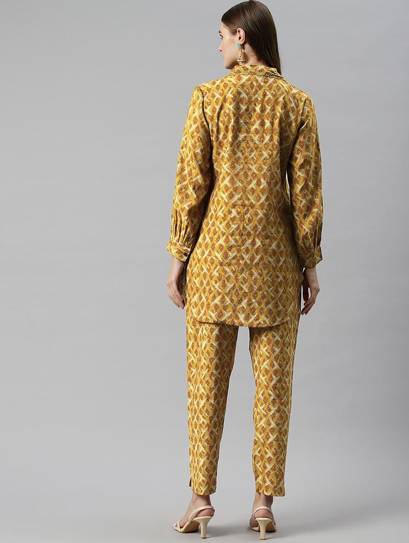 yellow printed co-ord set - 20389361 - Standard Image - 2