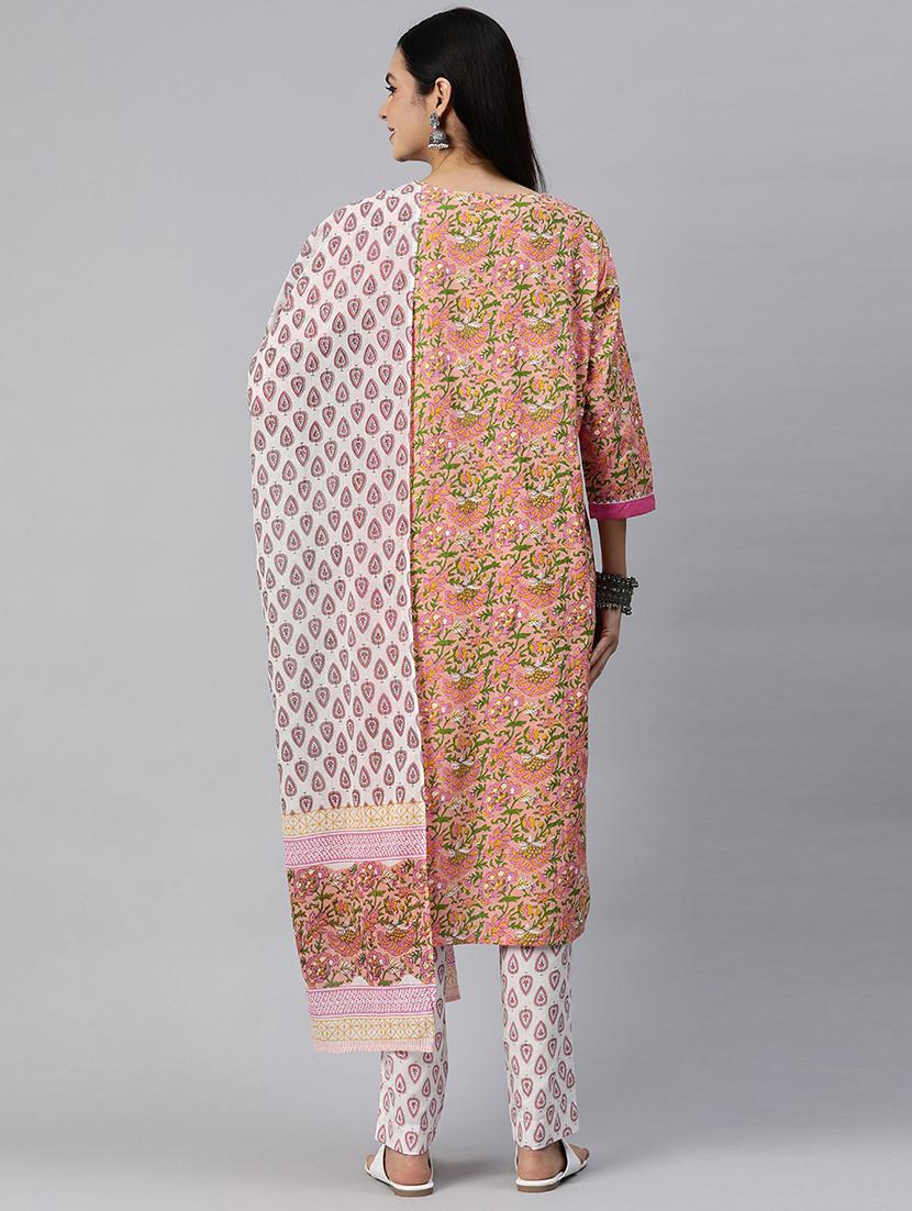 women three quarter sleeve kurta pant with dupatta set - 20389790 - Standard Image - 2