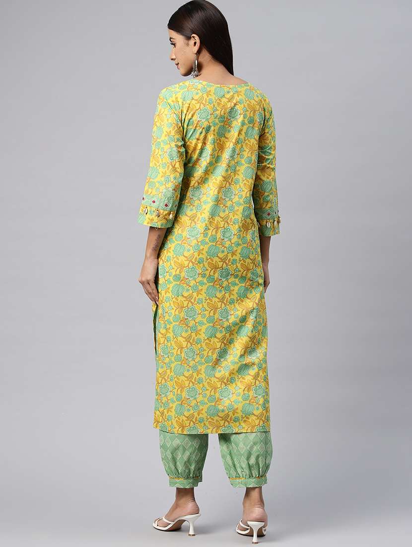 women yellow floral kurta salwar set - 20389794 -  Standard Image - 2