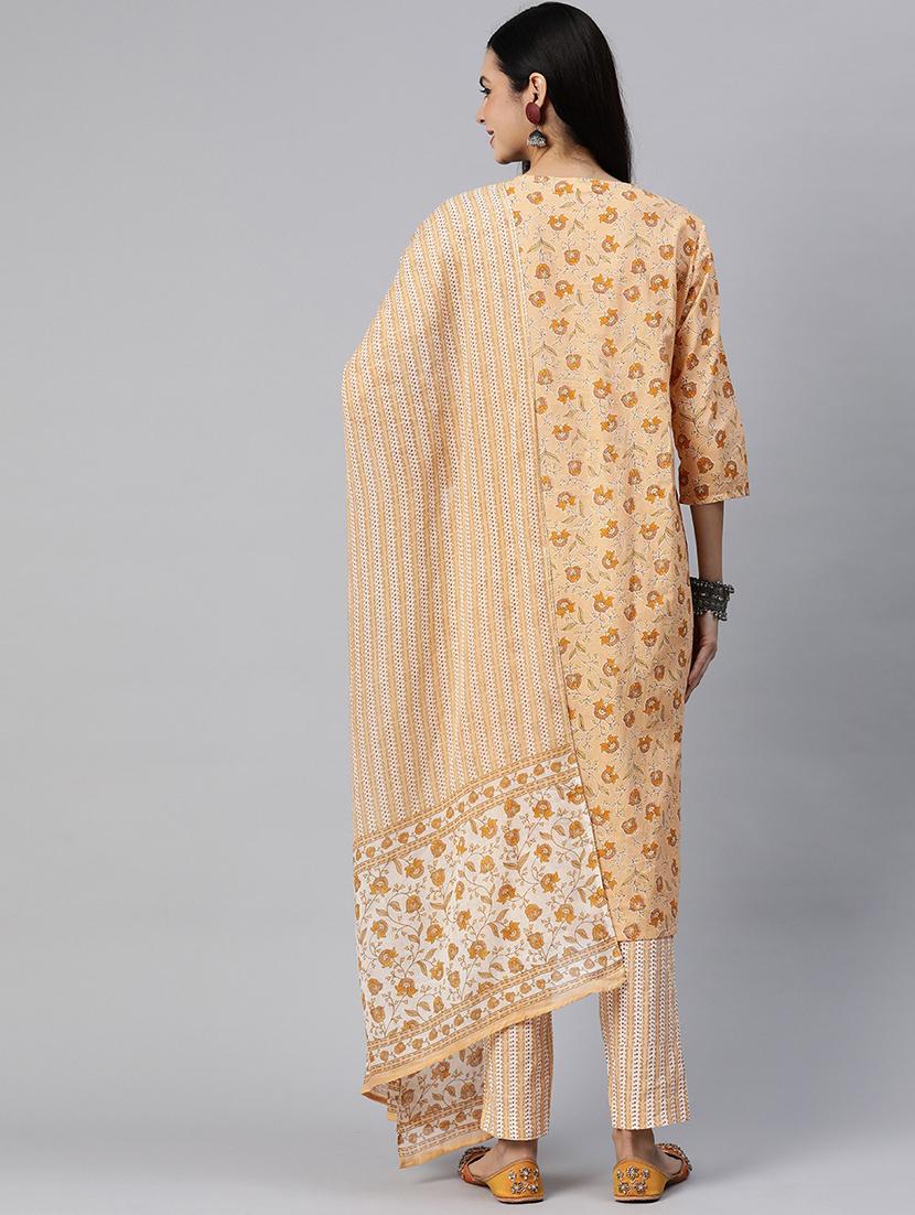 women three quarter sleeve kurta pant with dupatta set - 20389799 - Standard Image - 2
