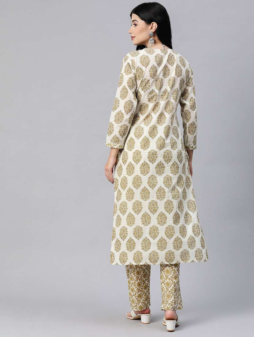 women white floral printed kurta pant set - 20389819 -  Standard Image - 2
