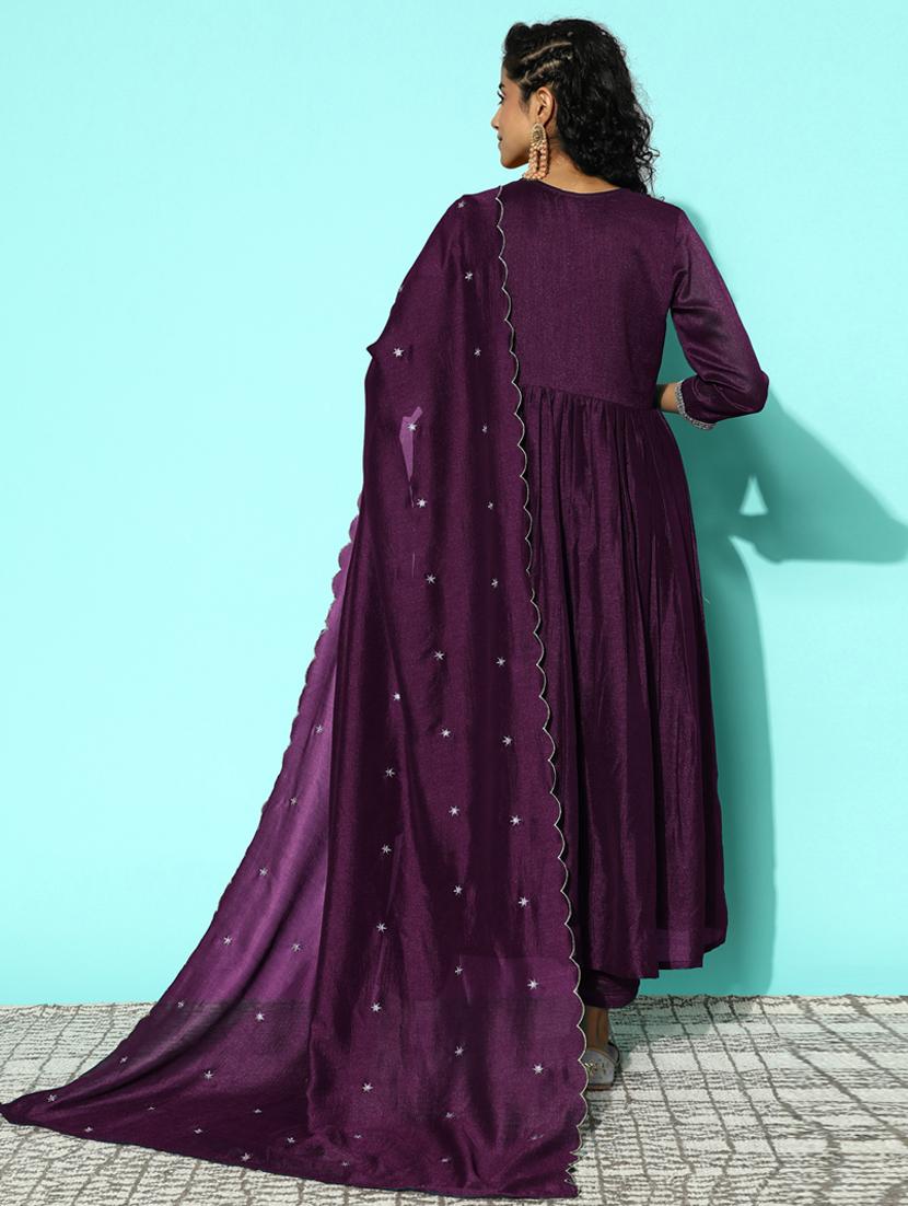 women purple kurta pant set with dupatta - 20390167 - Standard Image - 2