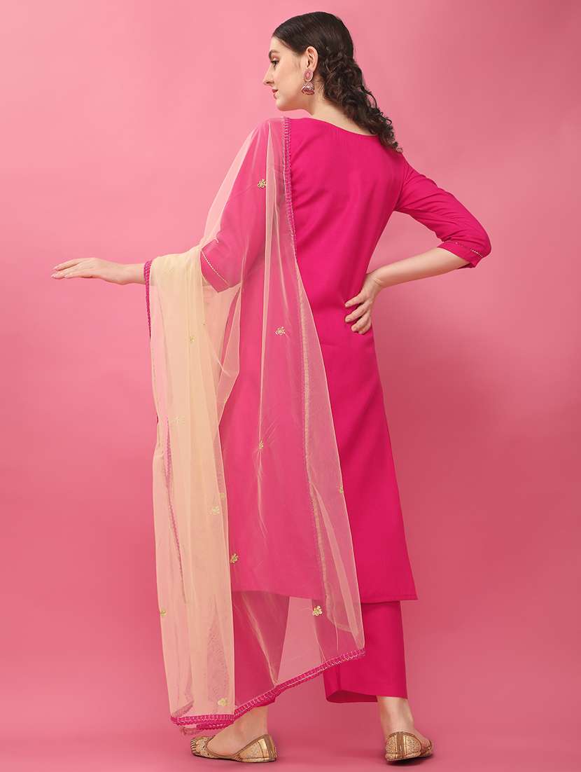 women pink kurta pant set with dupatta - 20390518 - Standard Image - 2