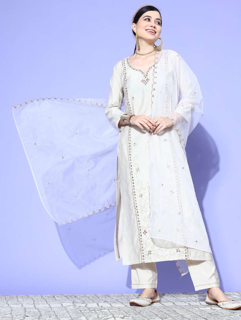 women off-white kurta pant set with dupatta - 20390520 - Zoom Image - 0