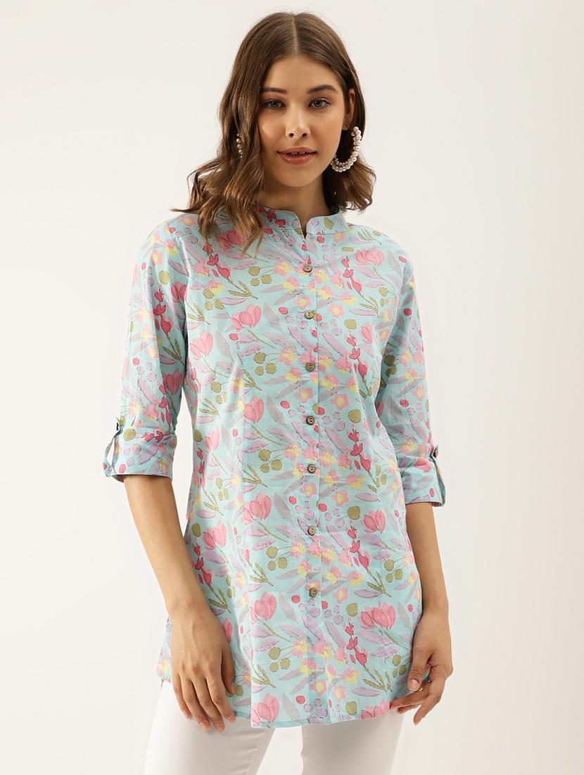 blue floral printed regular top - 20390541 - Zoom Image - 0