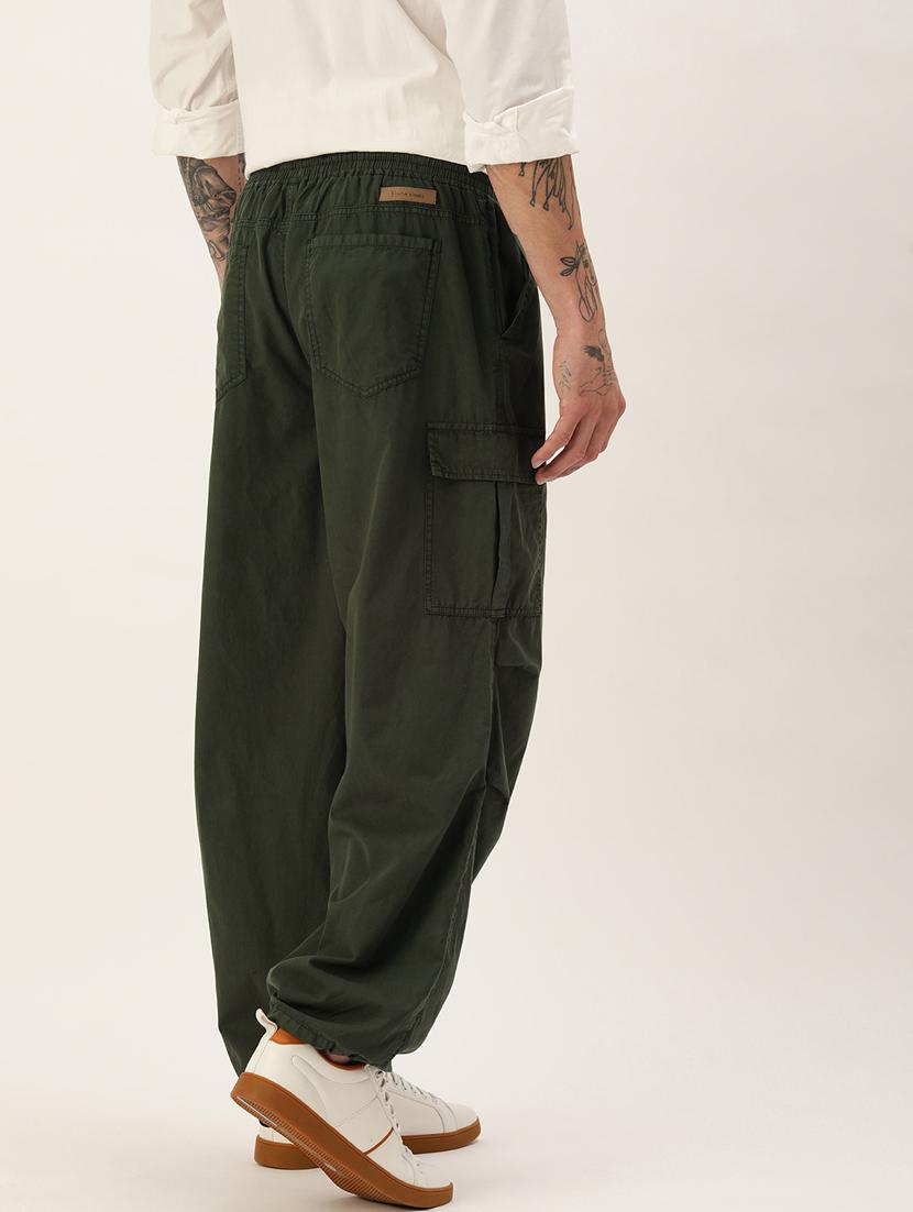 men mid rise solid cargos casual trouser - 20392702 - Standard Image - 2