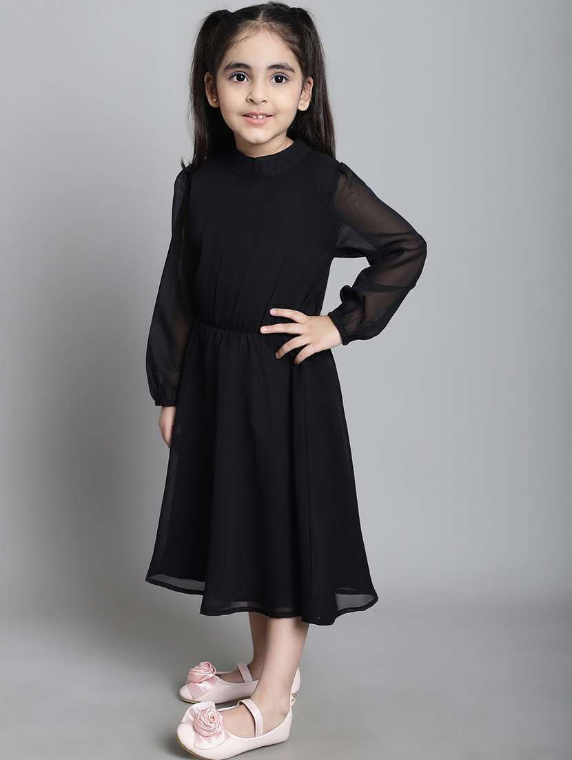 girls round neck long sleeves frock - 20393281 -  Standard Image - 2