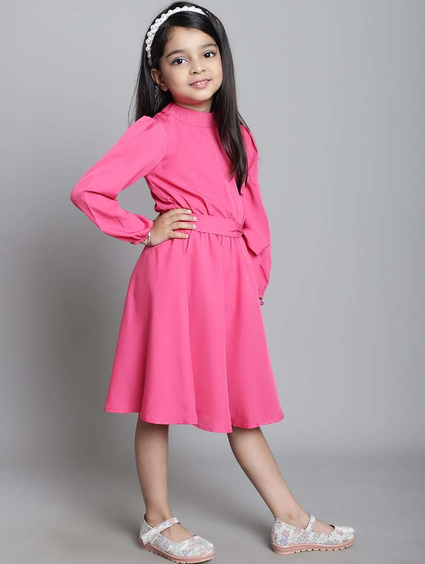 girls mock neck puff sleeve frock - 20393283 -  Standard Image - 2