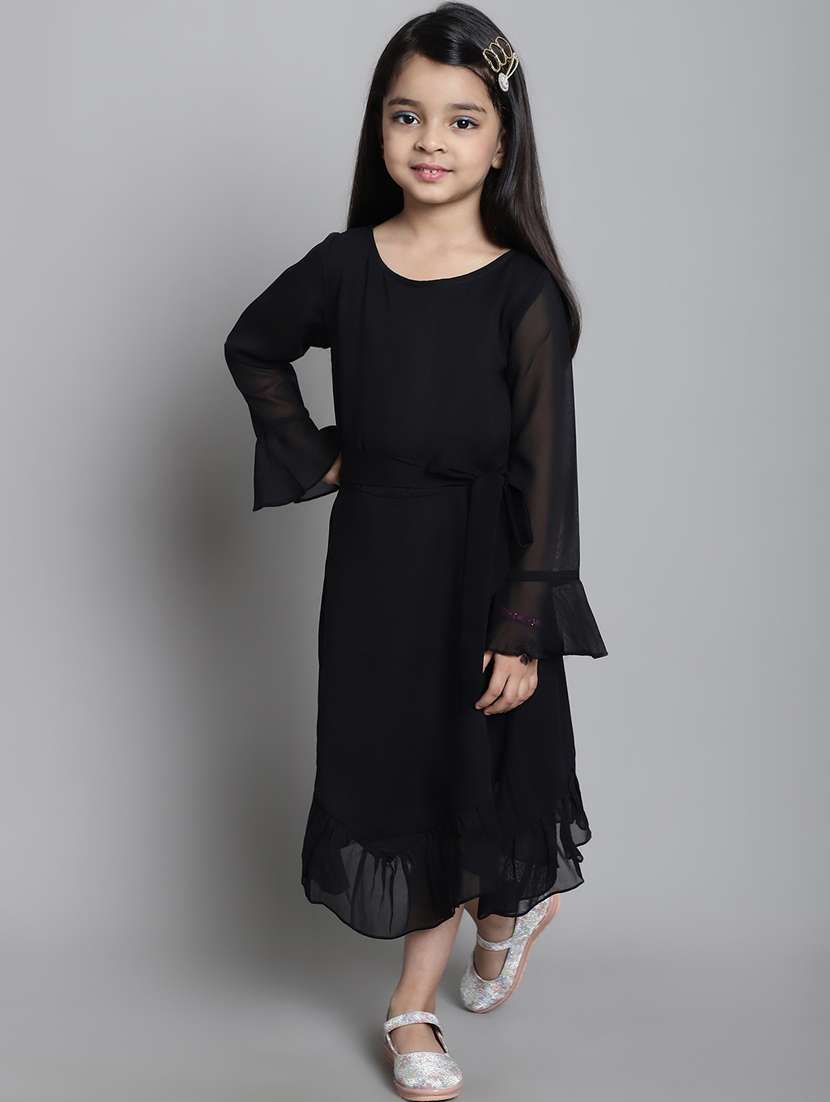 girls round neck long sleeves frock - 20393368 -  Standard Image - 2