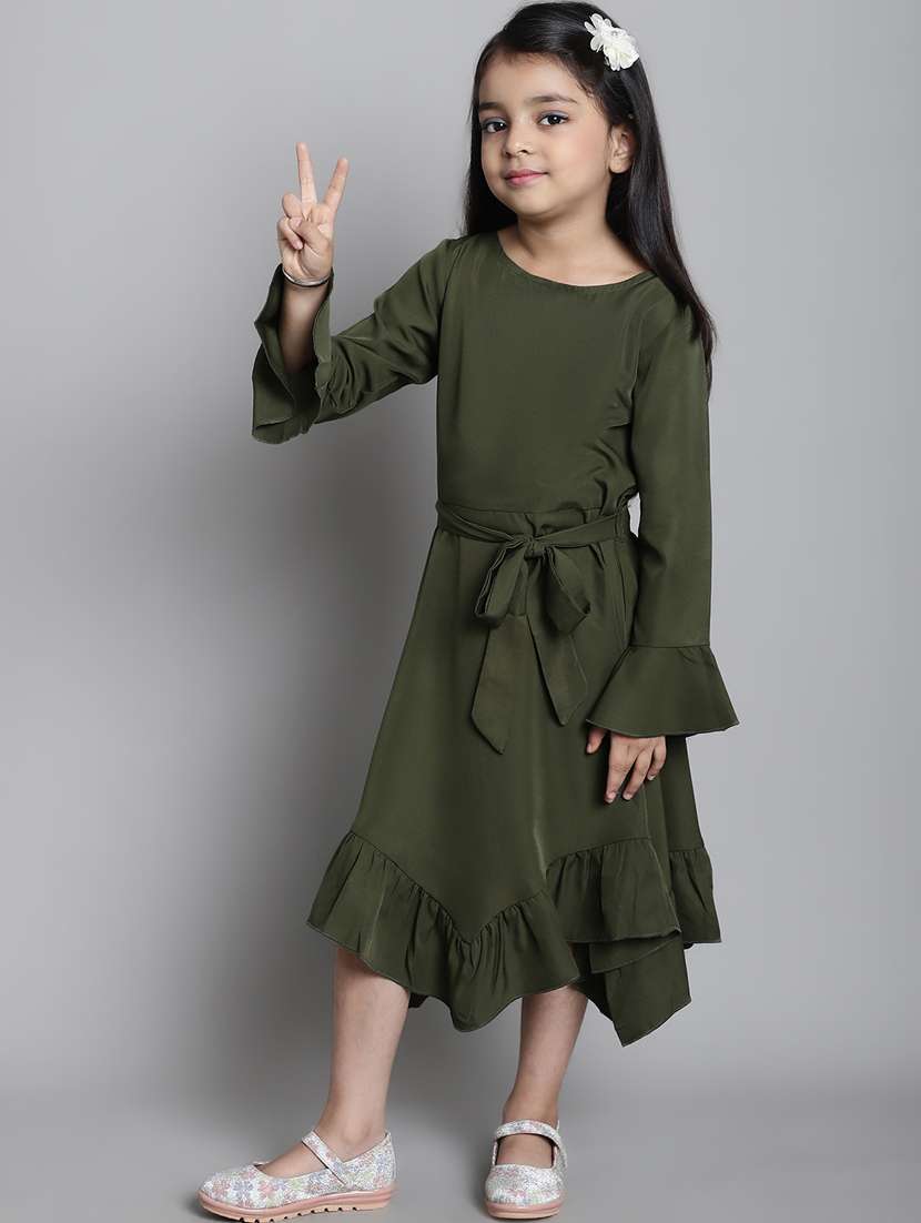 girls round neck long sleeves frock - 20393369 -  Standard Image - 2