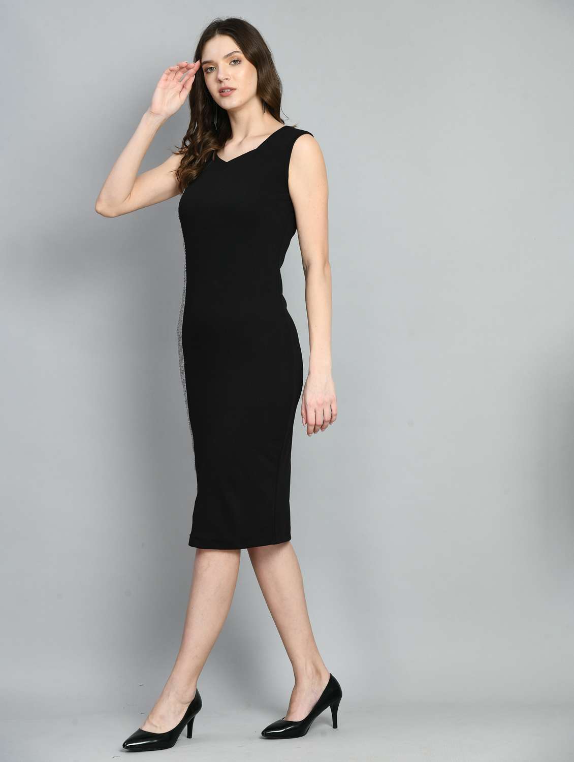 black solid with work sleeveless bodycon dress - 20393812 -  Standard Image - 2