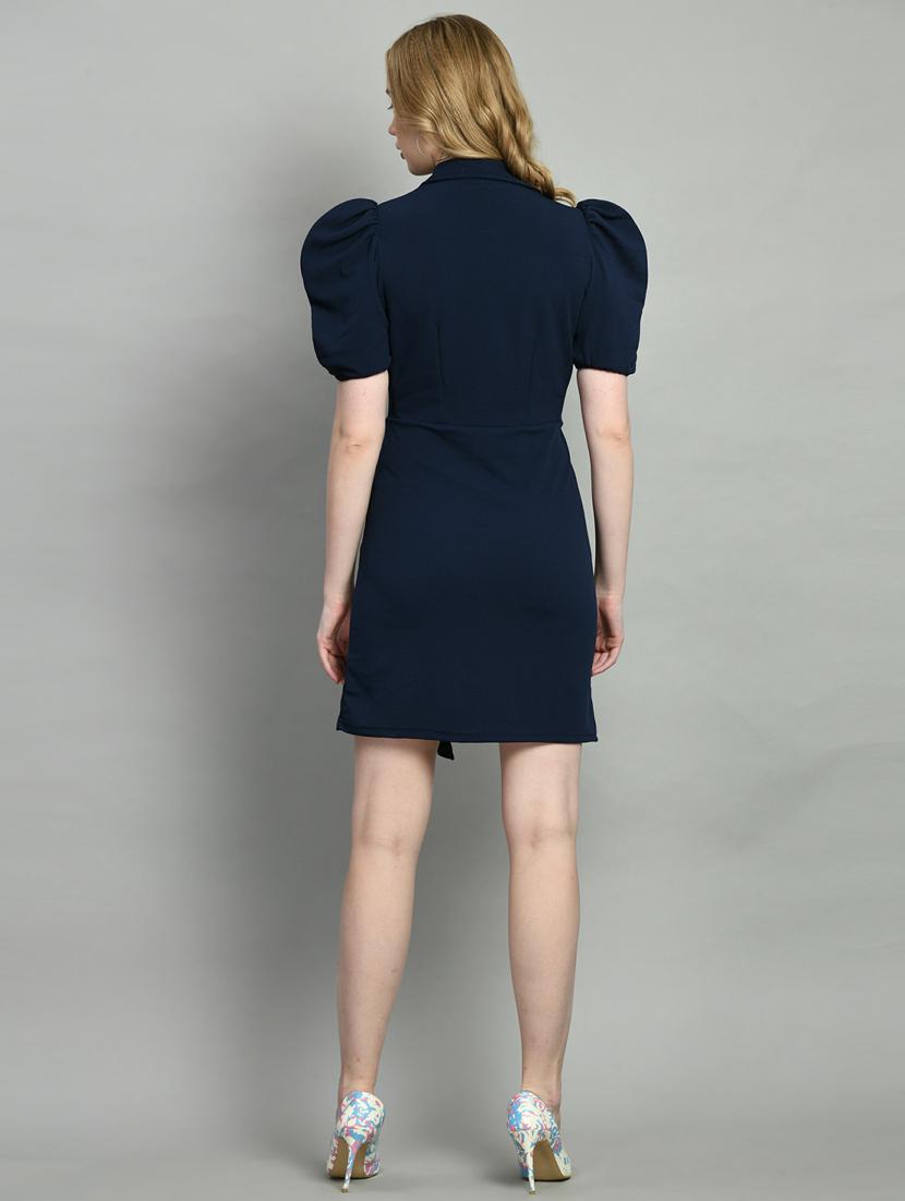 dark blue solid sheath dress - 20393821 - Standard Image - 2