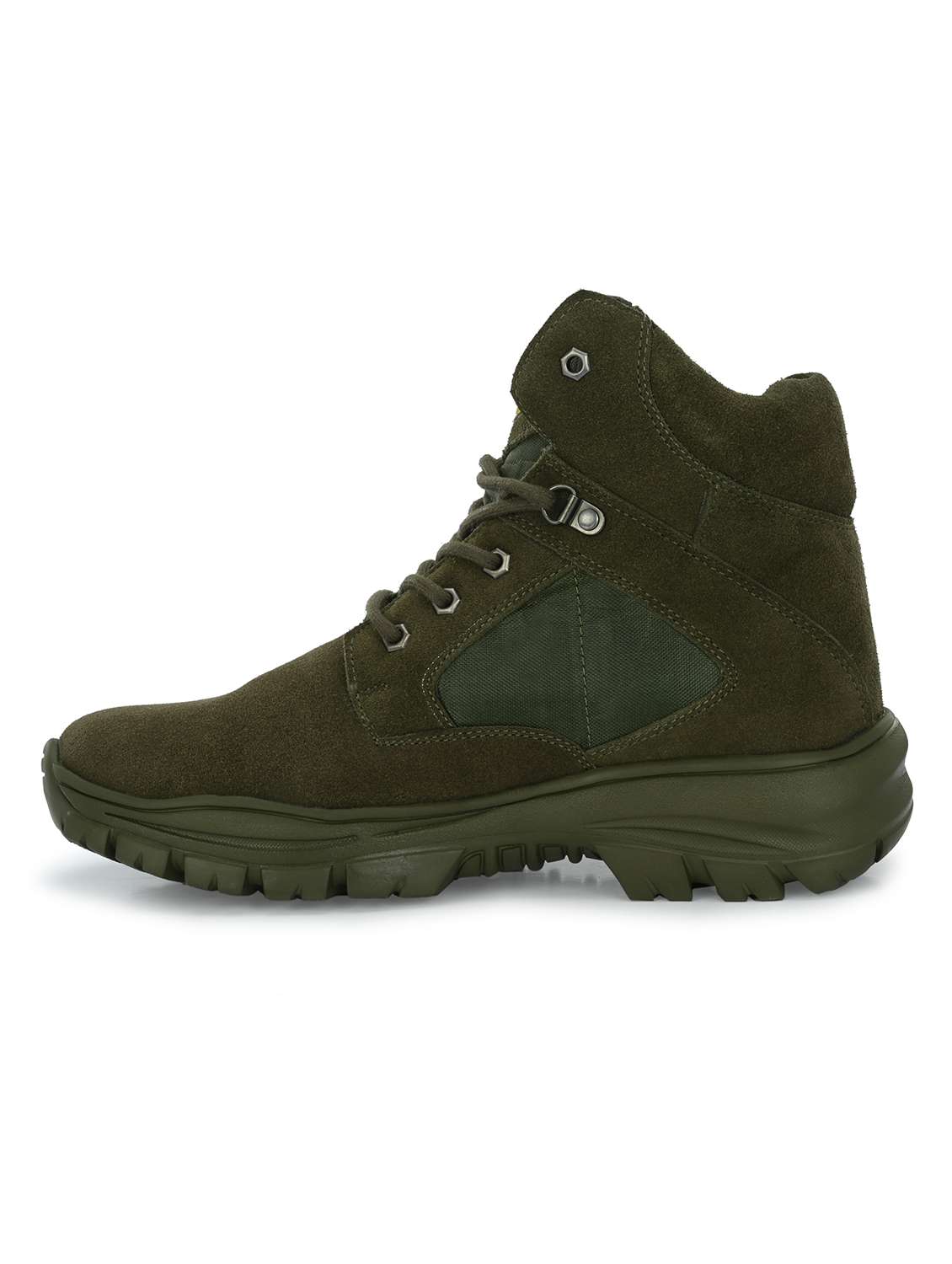men solid olive green hiking boot - 20394692 - Standard Image - 2