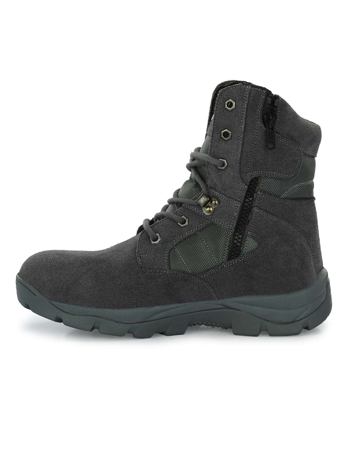 men solid charcoal leather hiking boot - 20394699 -  Standard Image - 2