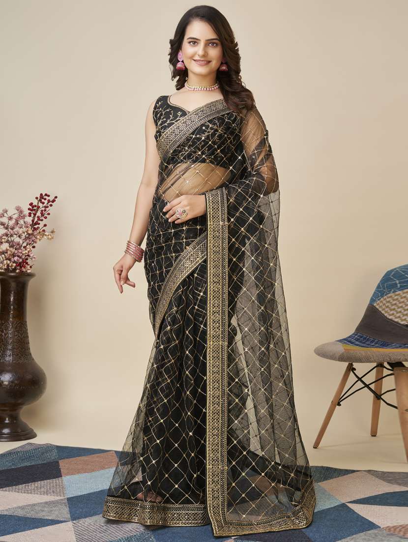 women's embroidered saree with blouse
