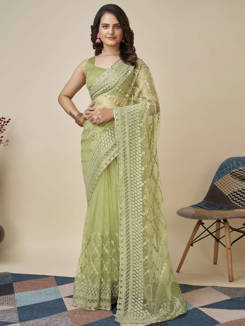 women's embroidered saree with blouse