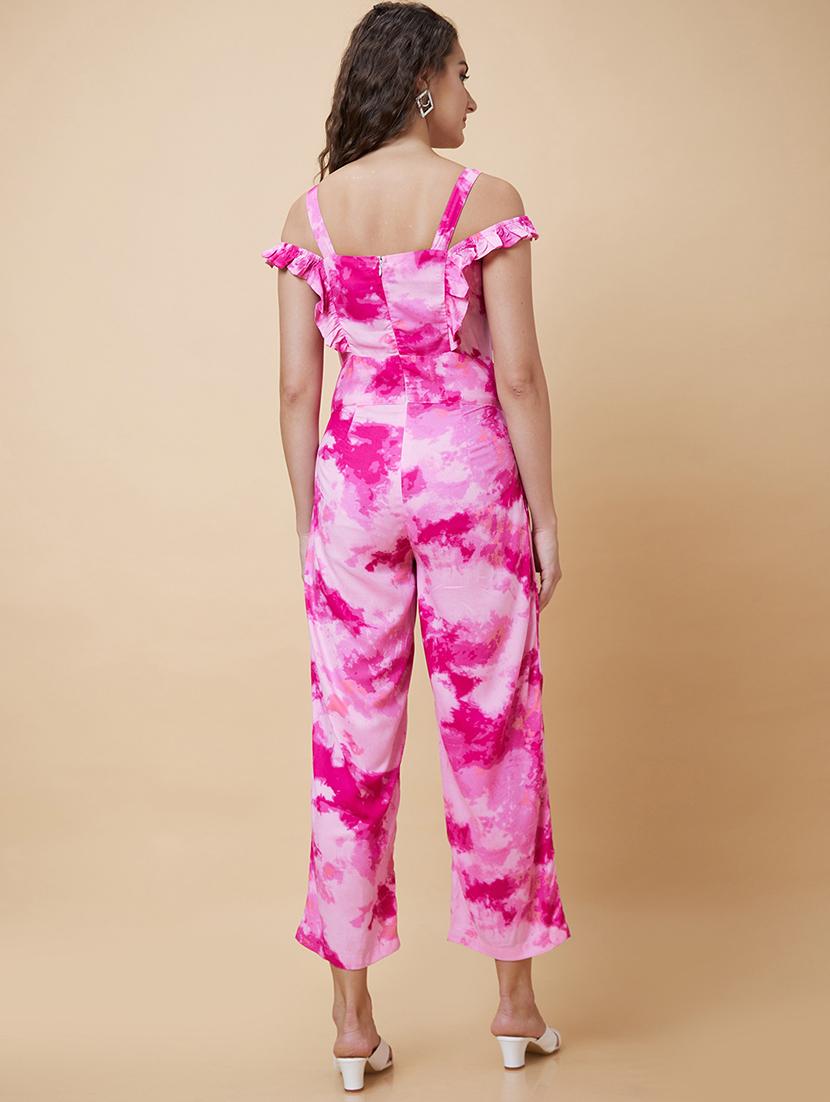 women pink square neck full leg jumpsuit - 20394966 - Standard Image - 2