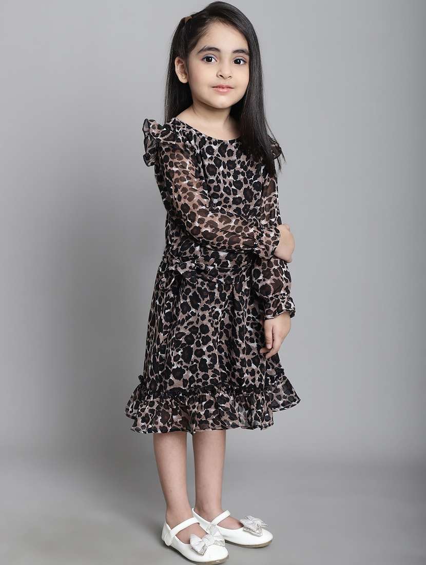 girls round neck long sleeves frock - 20396300 -  Standard Image - 2