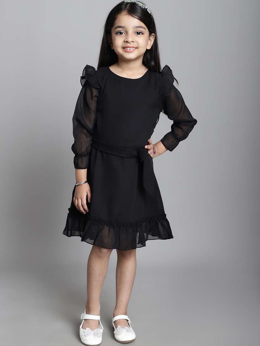 girls round neck long sleeves frock