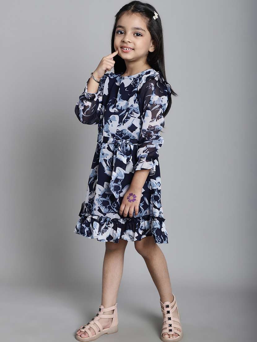girls round neck bell sleeve frock - 20396304 -  Standard Image - 2