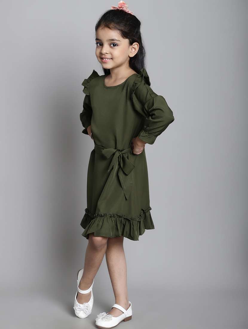 girls round neck three quarter sleeves frock - 20396306 -  Standard Image - 2