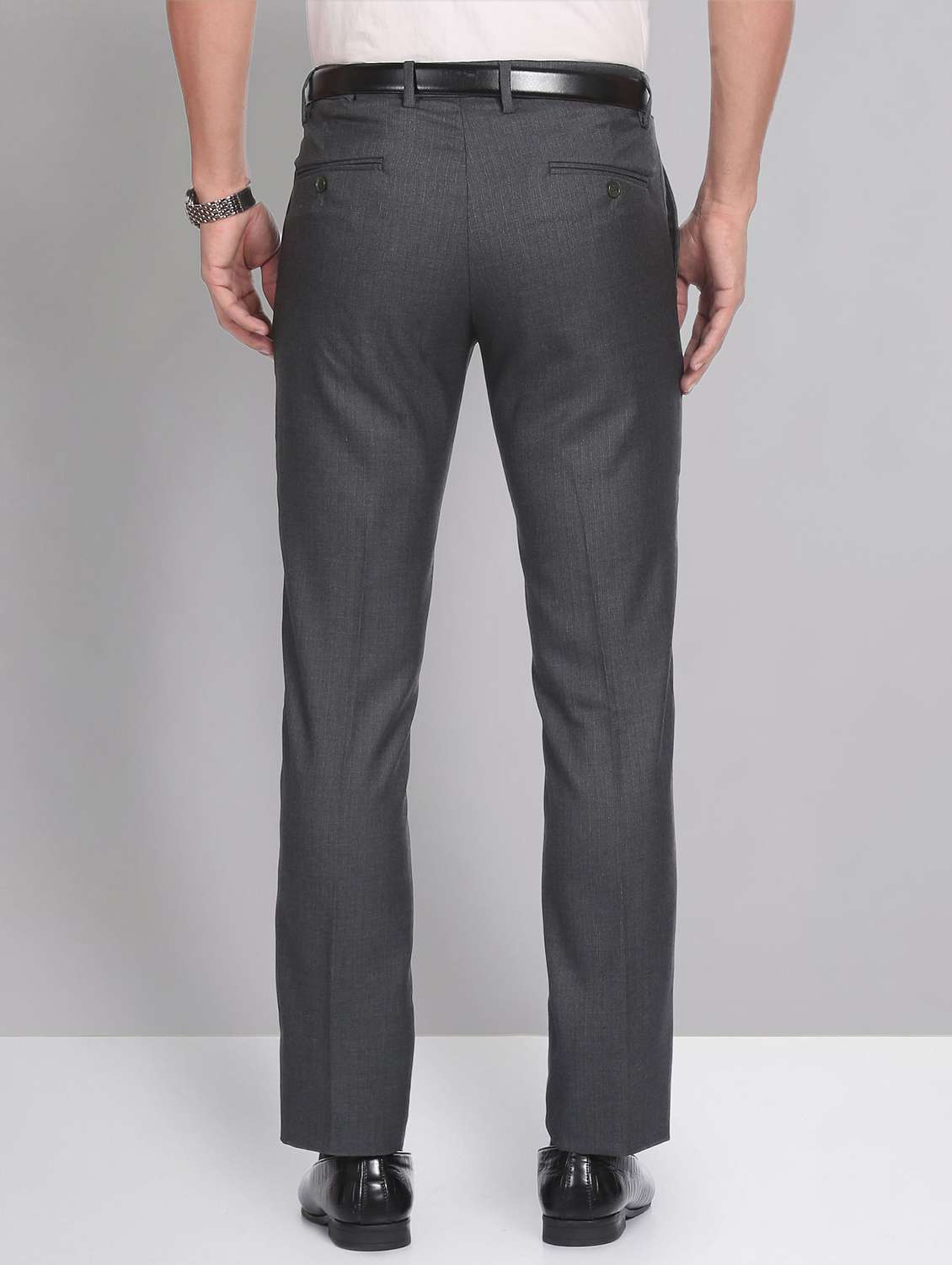 men mid rise solid flat front formal trouser - 20396432 -  Standard Image - 2