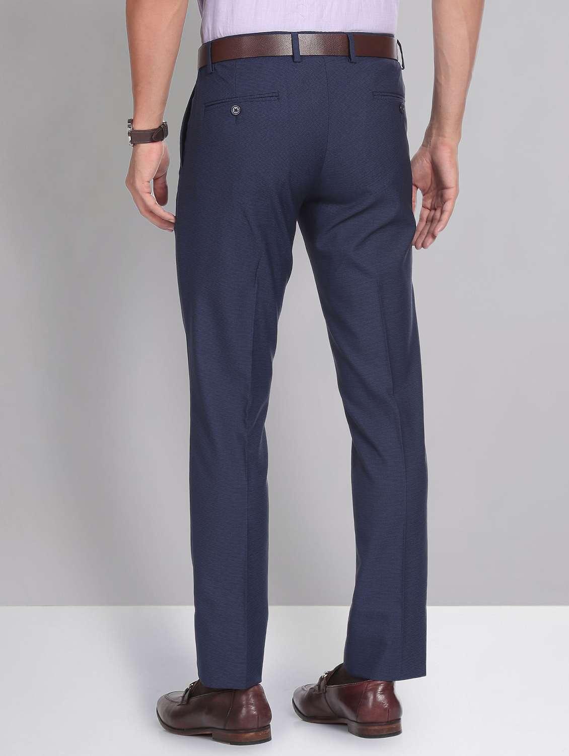 men mid rise striped flat front formal trouser - 20396438 -  Standard Image - 2
