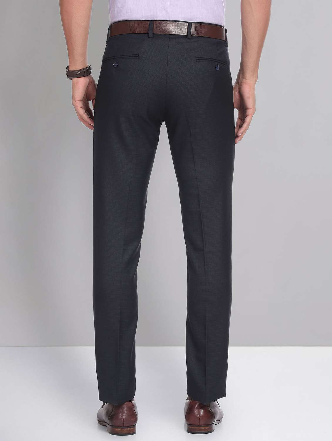 blue polyester flat front trousers formal - 20396442 -  Standard Image - 2