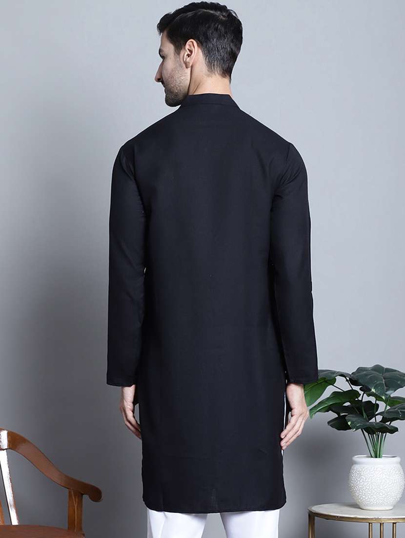 men solid cotton long kurta - 20396577 -  Standard Image - 2
