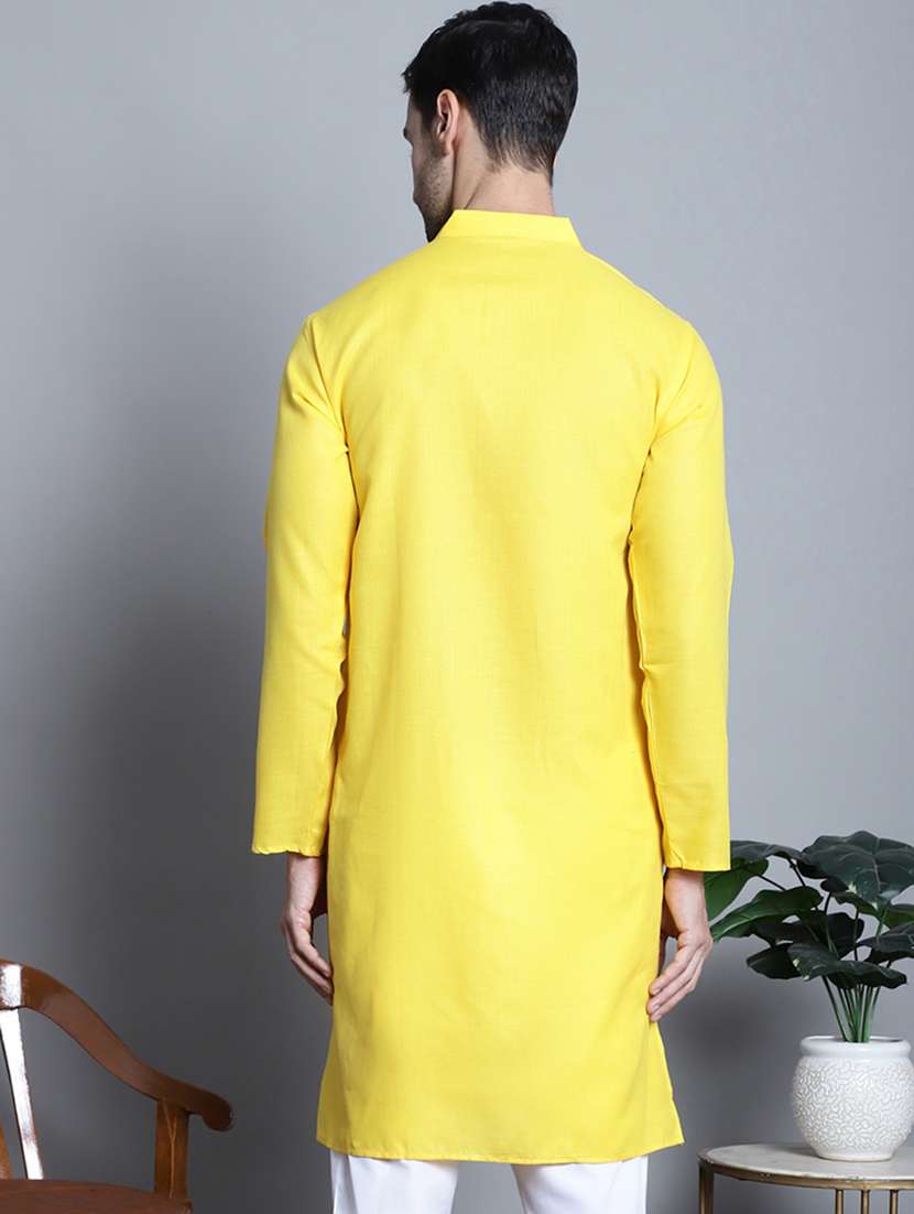 men solid cotton long kurta - 20396578 -  Standard Image - 2