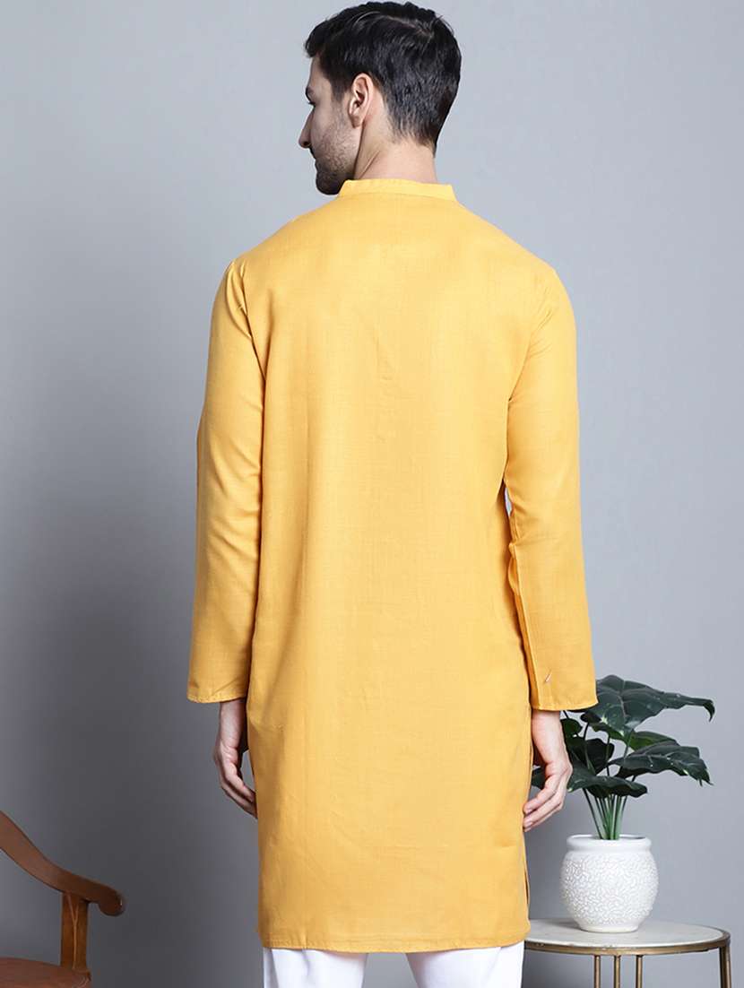 men solid cotton long kurta - 20396580 -  Standard Image - 2