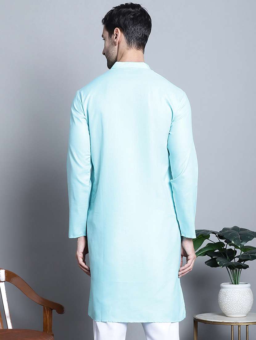 men solid cotton long kurta - 20396581 -  Standard Image - 2
