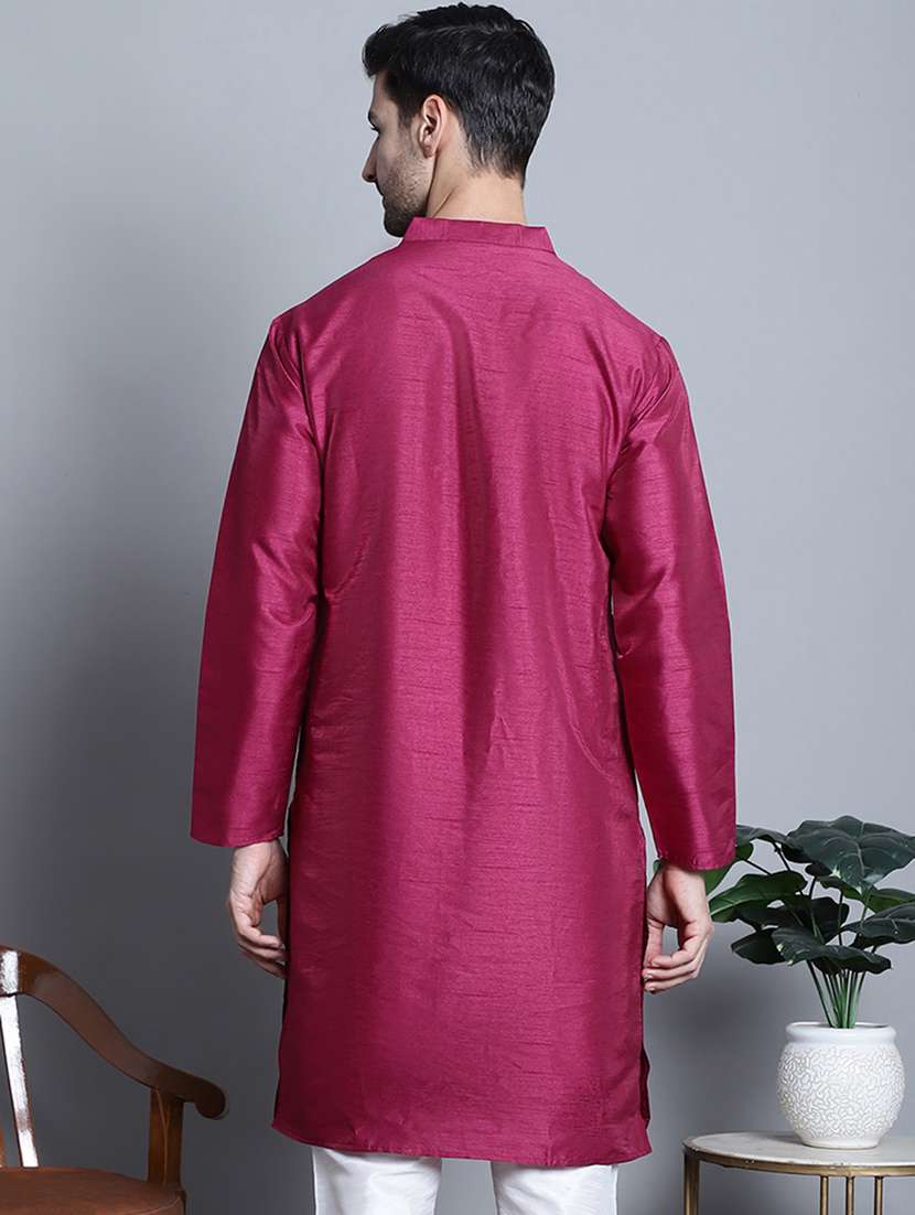 men solid cotton long kurta - 20396582 -  Standard Image - 2