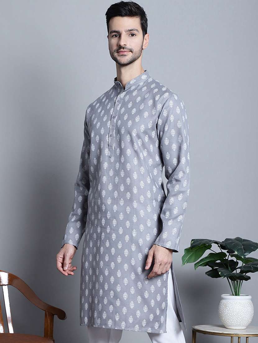 men block print cotton long kurta