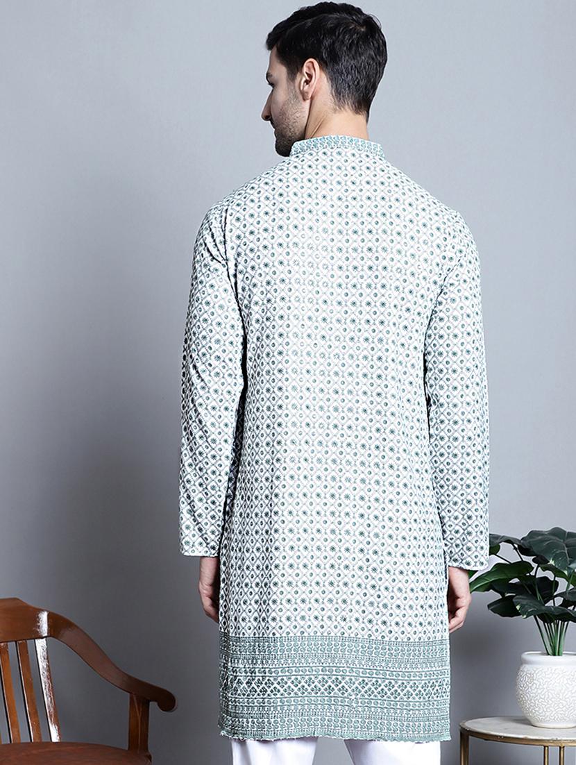 men embroidered long kurta - 20396594 - Standard Image - 2