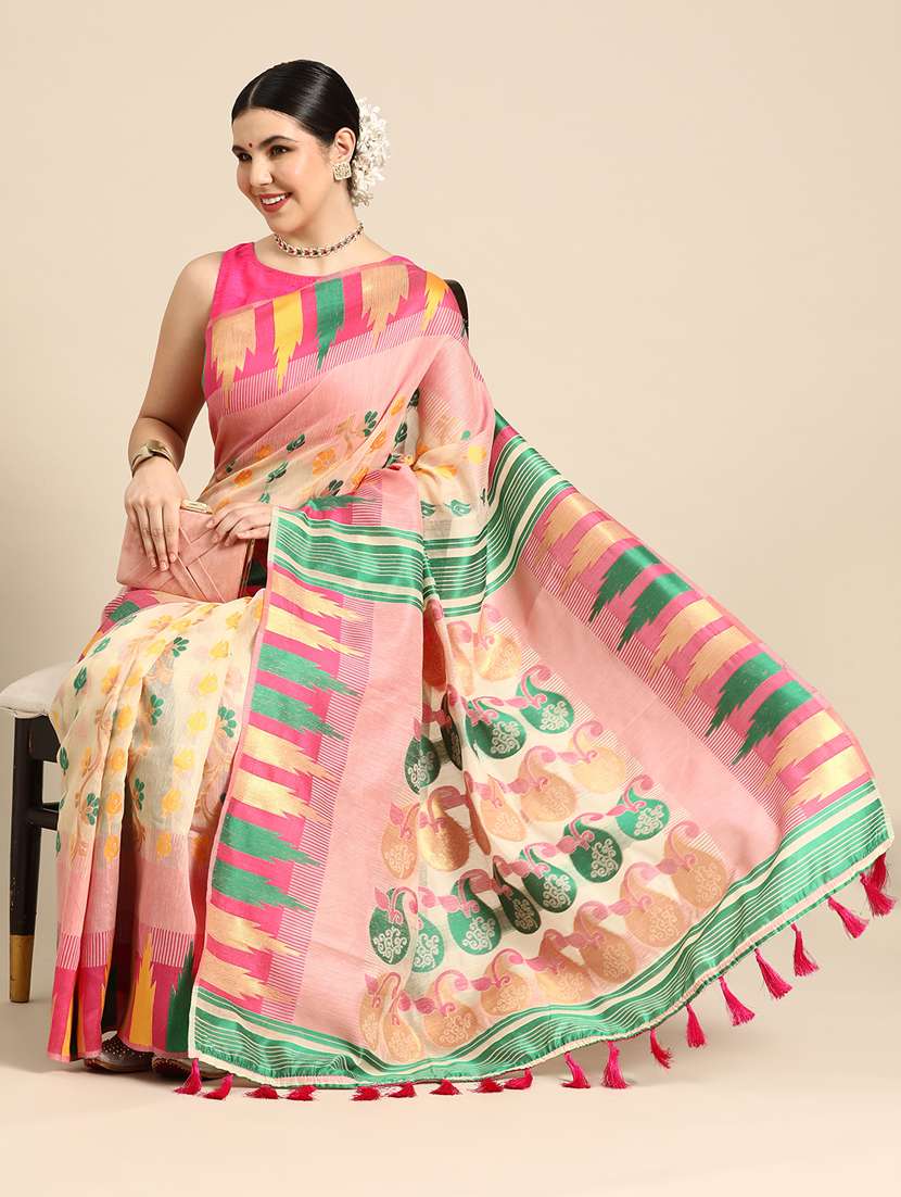 women's self design pink colored saree - 20396596 -  Standard Image - 2