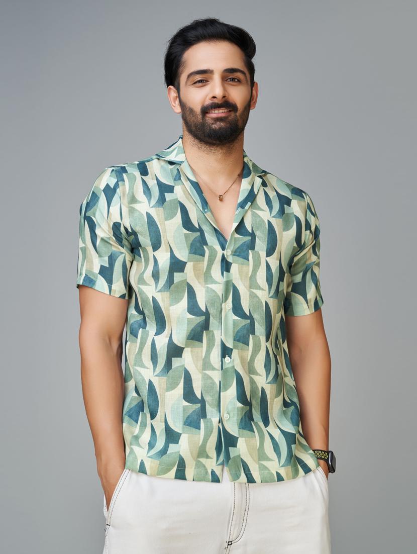 men multi colored printed linen regular casual shirt - 20396645 - Standard Image - 2
