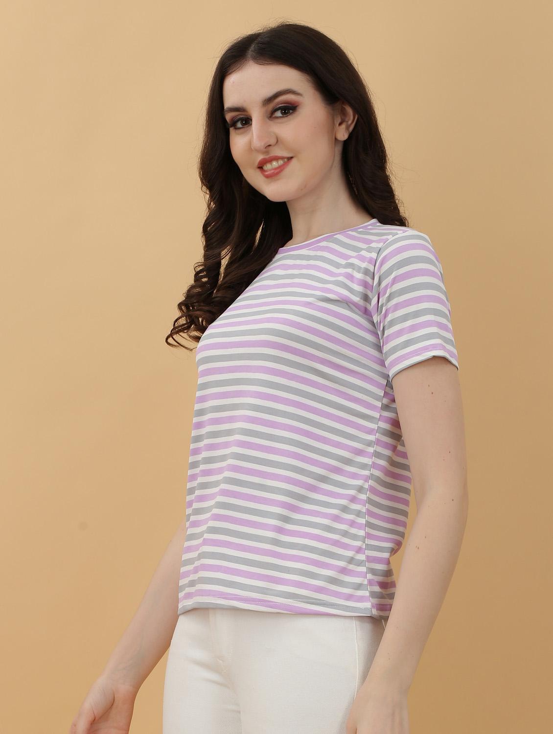 round neck striped t-shirt - 20396677 - Standard Image - 2